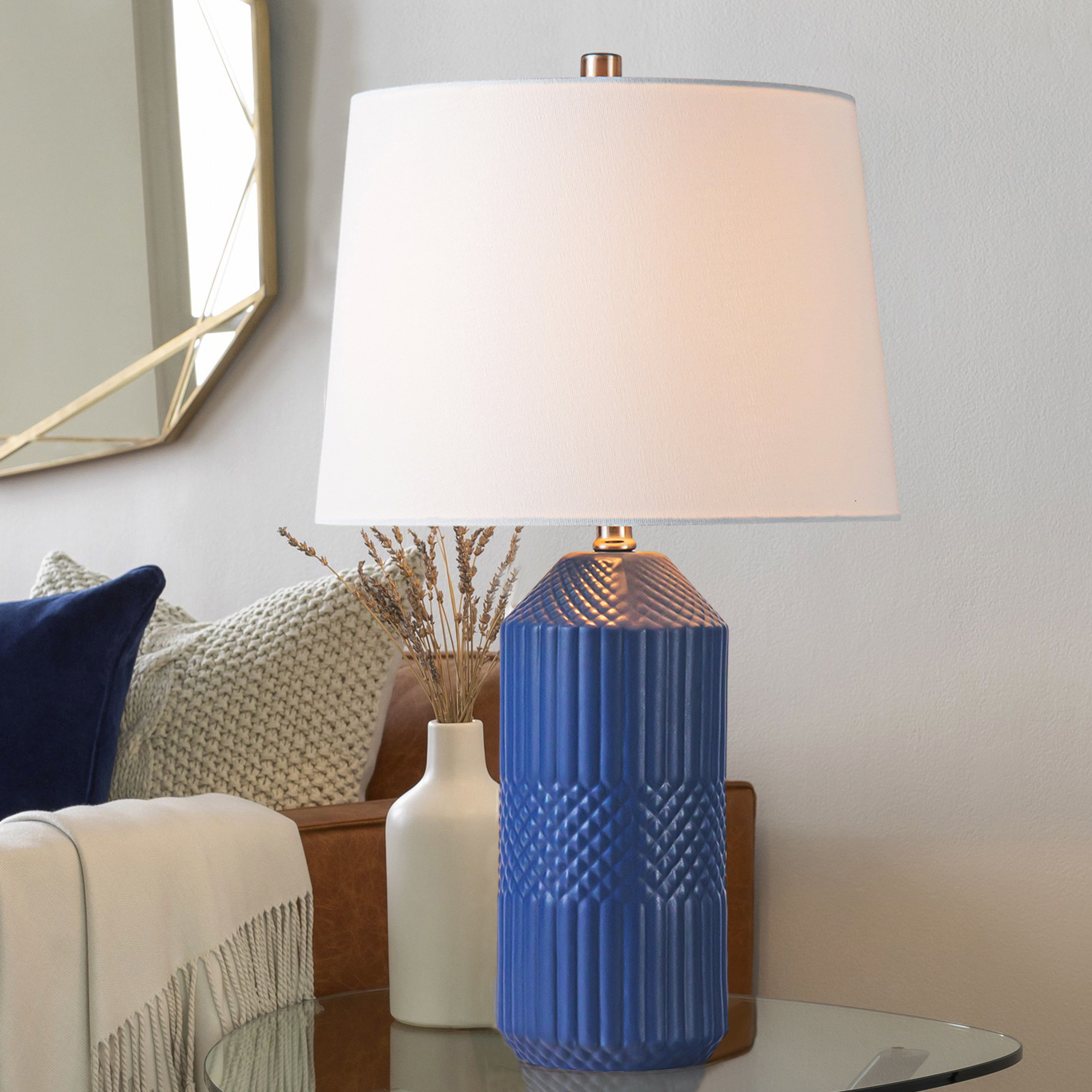 Wrought Studio™ Woodlynne 24.5"H Modern Geometric Ceramic Table Lamp w ...